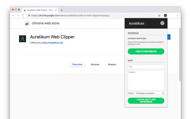 Auratikum Web Clipper from Chrome web store to be run with OffiDocs Chromium online
